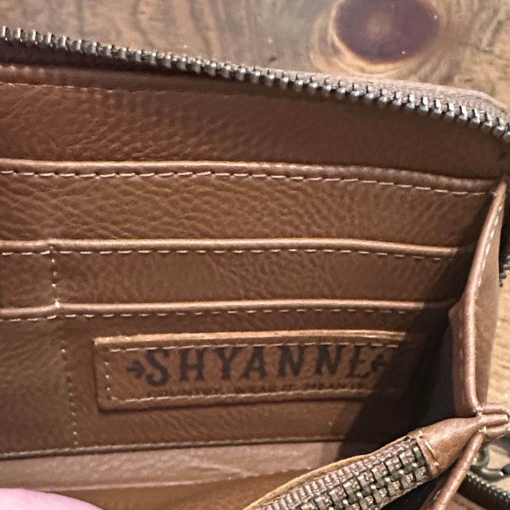 Shyanne Brown Leather Wristlet Wallet with Studded And Cowhide Design - Picture 4 of 6